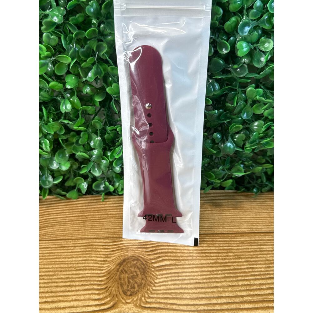 New Maroon Silicone Smart Watch Band Compatible with Apple Watch 42mm  L Gift